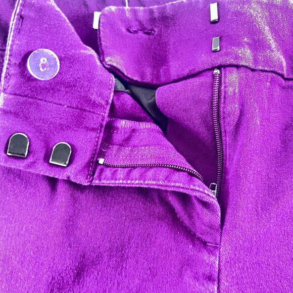 Womens 2P Skinny Ankle Petite Pants Loft Outlet Purple Zip Belt Loops Pockets - Picture 5 of 9